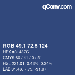Color code: RGB 49.1 72.8 124 | qconv.com