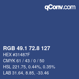 Farbcode: RGB 49.1 72.8 127 | qconv.com
