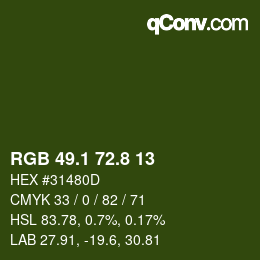 カラーコード: RGB 49.1 72.8 13 | qconv.com