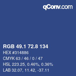 カラーコード: RGB 49.1 72.8 134 | qconv.com