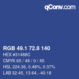 Color code: RGB 49.1 72.8 140 | qconv.com
