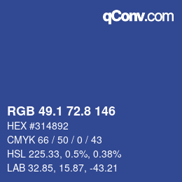 Color code: RGB 49.1 72.8 146 | qconv.com