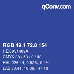 Color code: RGB 49.1 72.8 154 | qconv.com