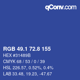 Color code: RGB 49.1 72.8 155 | qconv.com