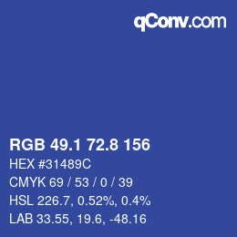 Farbcode: RGB 49.1 72.8 156 | qconv.com