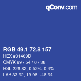 Color code: RGB 49.1 72.8 157 | qconv.com