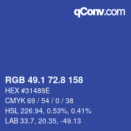 Color code: RGB 49.1 72.8 158 | qconv.com