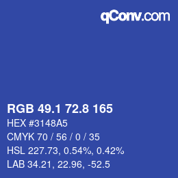 カラーコード: RGB 49.1 72.8 165 | qconv.com