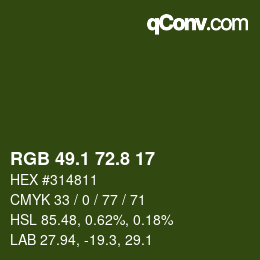 カラーコード: RGB 49.1 72.8 17 | qconv.com