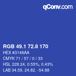 カラーコード: RGB 49.1 72.8 170 | qconv.com
