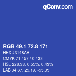 カラーコード: RGB 49.1 72.8 171 | qconv.com