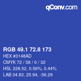 カラーコード: RGB 49.1 72.8 173 | qconv.com