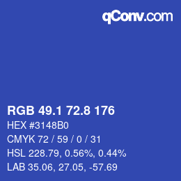 カラーコード: RGB 49.1 72.8 176 | qconv.com
