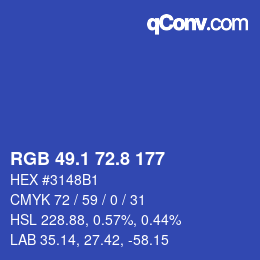 カラーコード: RGB 49.1 72.8 177 | qconv.com