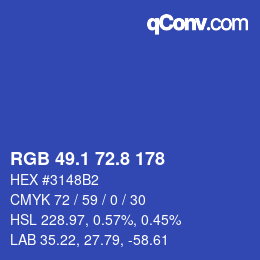 カラーコード: RGB 49.1 72.8 178 | qconv.com