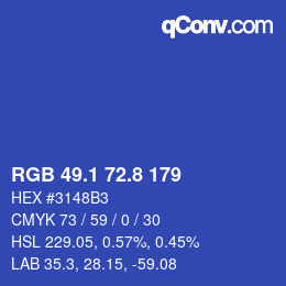 カラーコード: RGB 49.1 72.8 179 | qconv.com