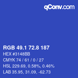 カラーコード: RGB 49.1 72.8 187 | qconv.com