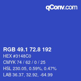 カラーコード: RGB 49.1 72.8 192 | qconv.com