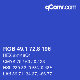 カラーコード: RGB 49.1 72.8 196 | qconv.com