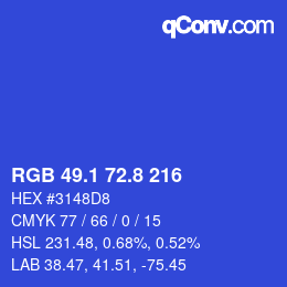 カラーコード: RGB 49.1 72.8 216 | qconv.com