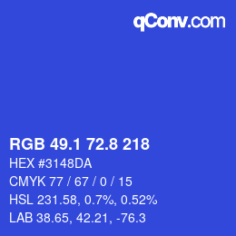 カラーコード: RGB 49.1 72.8 218 | qconv.com