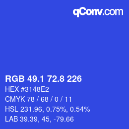 カラーコード: RGB 49.1 72.8 226 | qconv.com