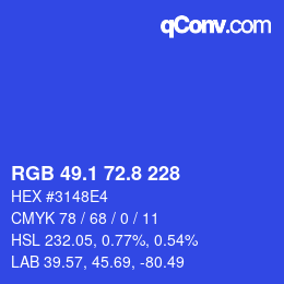 カラーコード: RGB 49.1 72.8 228 | qconv.com