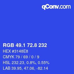 カラーコード: RGB 49.1 72.8 232 | qconv.com