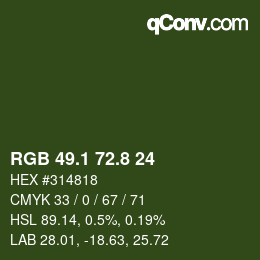 Color code: RGB 49.1 72.8 24 | qconv.com