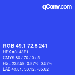 カラーコード: RGB 49.1 72.8 241 | qconv.com