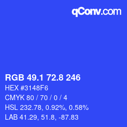 カラーコード: RGB 49.1 72.8 246 | qconv.com