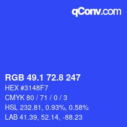 カラーコード: RGB 49.1 72.8 247 | qconv.com