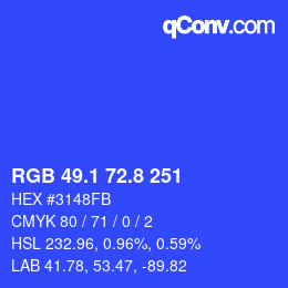 カラーコード: RGB 49.1 72.8 251 | qconv.com