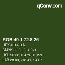 カラーコード: RGB 49.1 72.8 26 | qconv.com