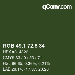 Color code: RGB 49.1 72.8 34 | qconv.com