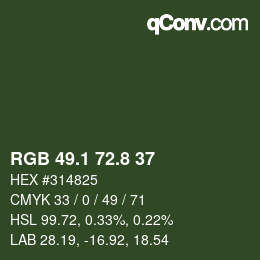 カラーコード: RGB 49.1 72.8 37 | qconv.com