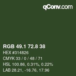 Farbcode: RGB 49.1 72.8 38 | qconv.com