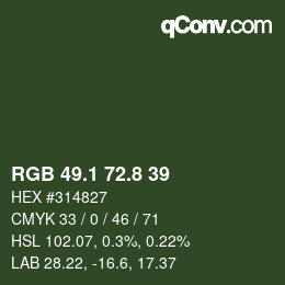 Color code: RGB 49.1 72.8 39 | qconv.com