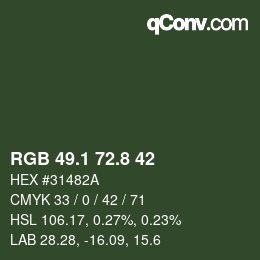 カラーコード: RGB 49.1 72.8 42 | qconv.com