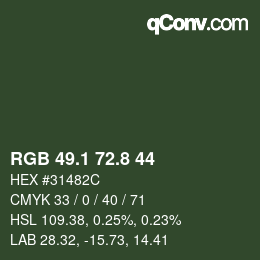 カラーコード: RGB 49.1 72.8 44 | qconv.com