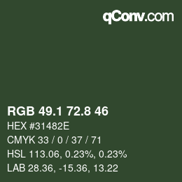 カラーコード: RGB 49.1 72.8 46 | qconv.com