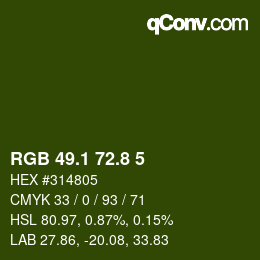カラーコード: RGB 49.1 72.8 5 | qconv.com