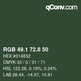 Color code: RGB 49.1 72.8 50 | qconv.com