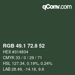 Color code: RGB 49.1 72.8 52 | qconv.com
