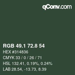 カラーコード: RGB 49.1 72.8 54 | qconv.com