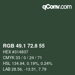 Color code: RGB 49.1 72.8 55 | qconv.com