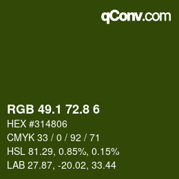 カラーコード: RGB 49.1 72.8 6 | qconv.com