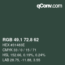 カラーコード: RGB 49.1 72.8 62 | qconv.com