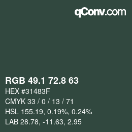 Code couleur: RGB 49.1 72.8 63 | qconv.com