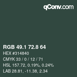 Color code: RGB 49.1 72.8 64 | qconv.com